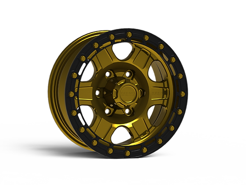 G400 Gold Anodize Simulated Beadlock Wheel 15x7 5x5 -6mm Offset