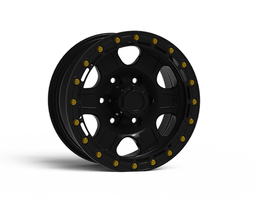G400 Satin Black Simulated Beadlock Wheel 15x7 6x5.5 -6mm Offset