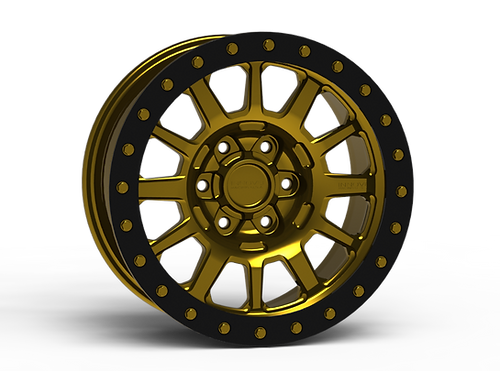 G600 Gold Anodize Simulated Beadlock Wheel 15x7 5x5.5 -6mm Offset